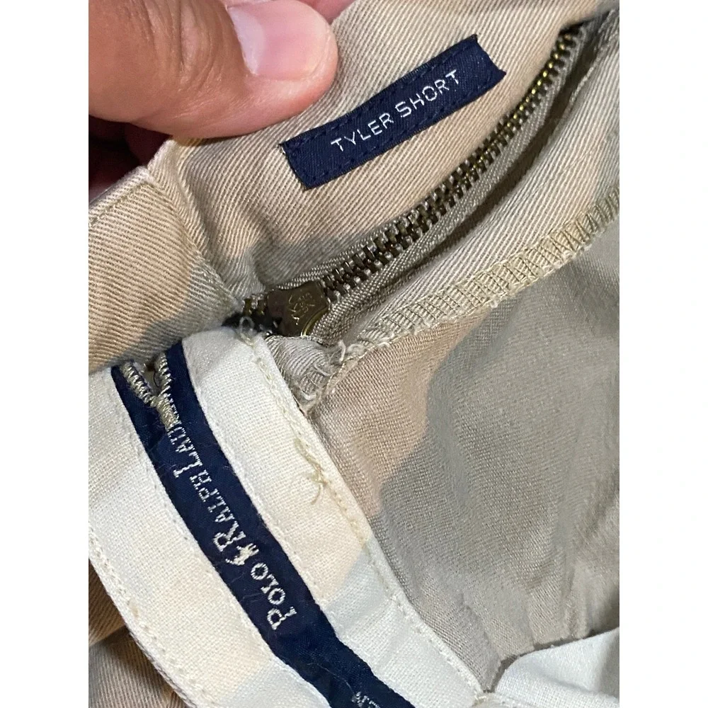 Polo Ralph Lauren Tyler Short Mens 40 Khaki Tan Pleated Chino Cotton Shorts